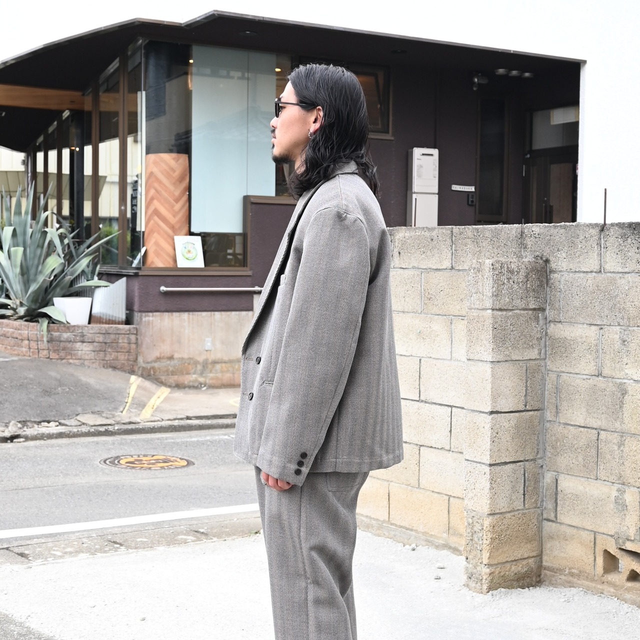 INTERIM(インテリム)LVMH社デッドストックコレクション,ダイアゴナル⽣地セットアップ