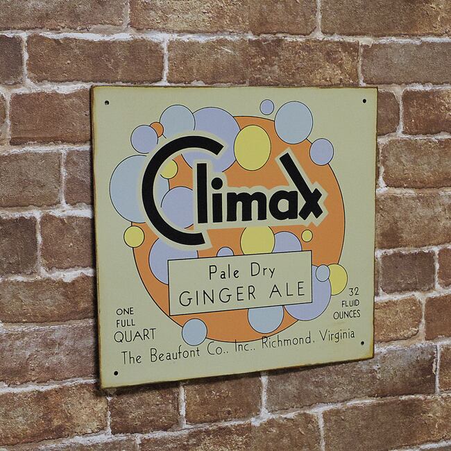 Schweppes ジンジャーエール ブリキ看板 アンティークA3 ジンジャーエール（Climax Pale GIGER ALE）アメリカンブリキ看板