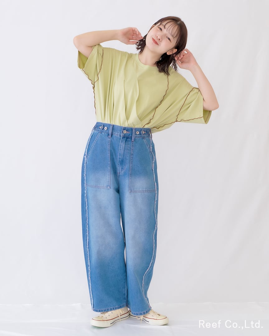 カラーフリンジワークラフ デニムパンツ】 YT-226964 Brand