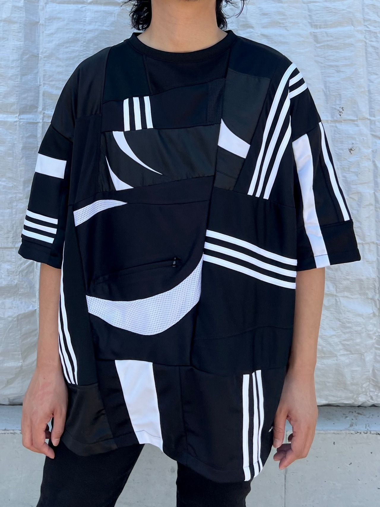 【KOH ISHIGURO】"再構築" REMAKE big silhouette LINE patchwork T-shirts - 3