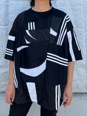 【KOH ISHIGURO】"再構築" REMAKE big silhouette LINE patchwork T-shirts