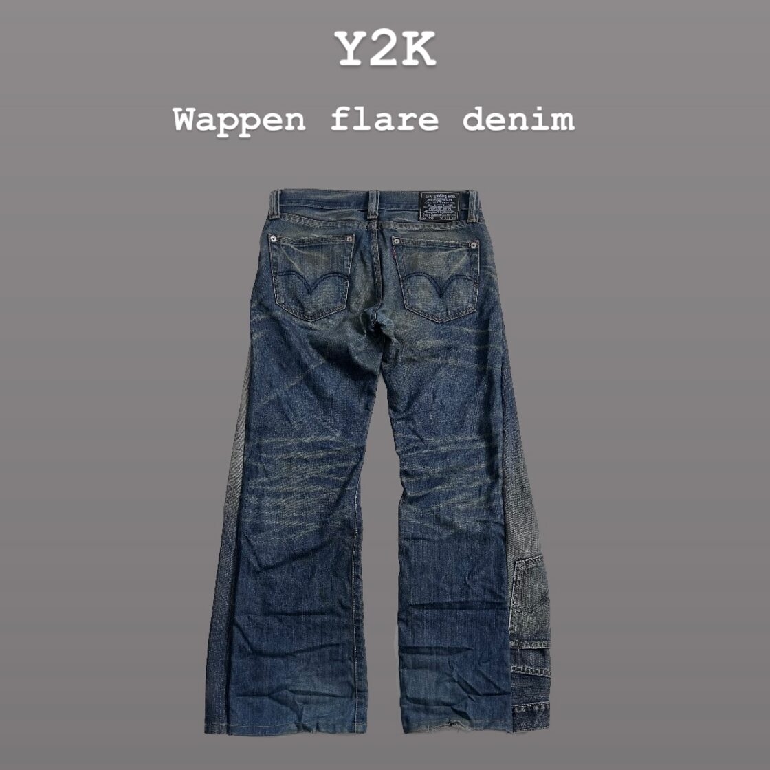 Y2K リメイクフレアデニム ワッペン ダメージ ヴィンテージ加工 