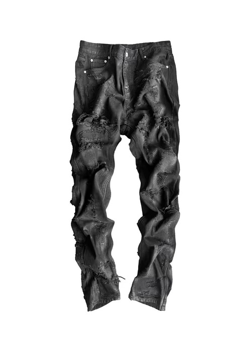 【CinderVein】Distressed Stitch Denim Pants