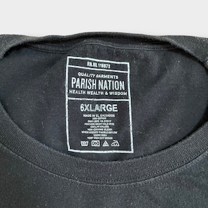 【PARISH NATION】6XL Tシャツ 超ビッグシルエット ビッグサイズ ロゴ プリント 半袖 黒 US古着