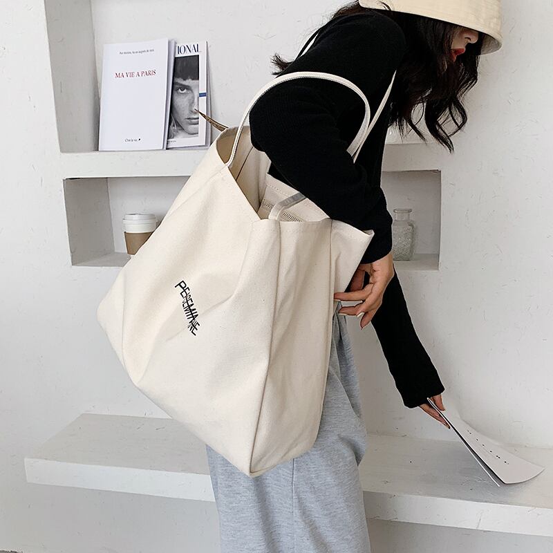 シンプルな大容量バッグハンドバッグ2020新しい流行のファッションカジュアルキャンバスショルダーバッグネットセレブワイルドトートバッグ 手作りハンドバック3343045348