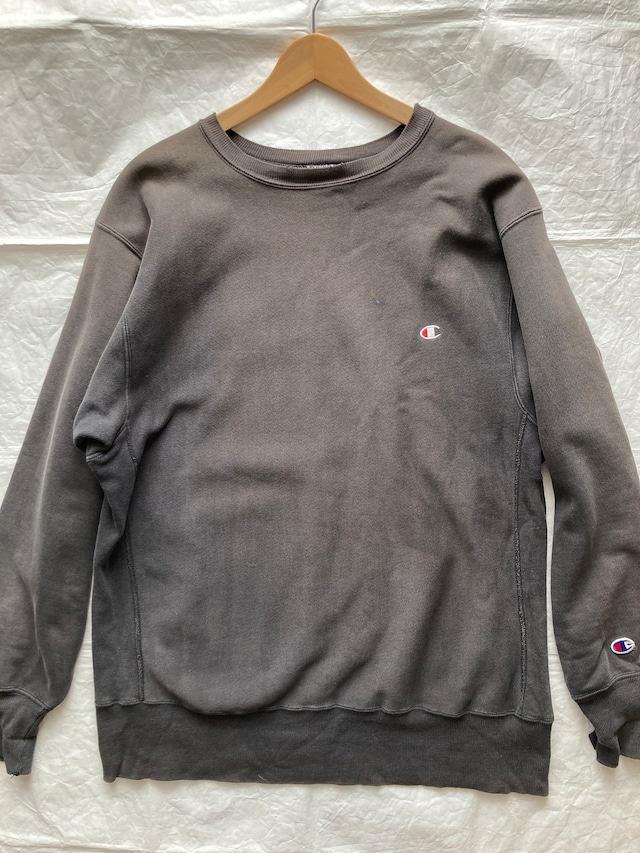 Champion リバースウィーブ スウェット 90s USA製 刺繍タグ フェードブラック ヴィンテージ古着 XL 画像2
