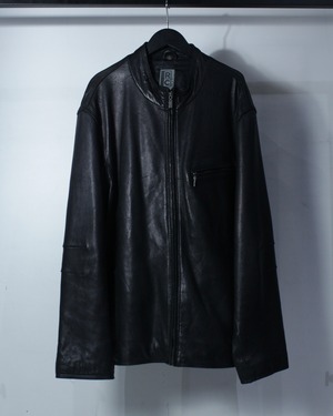 【Caka BLACK】Black Leather Single Riders Jacket