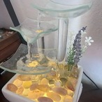 噴水 ガラスとセラミックの卓上噴水 卓上噴水 オフィス  装飾用ガラス噴水 LED ビジネスギフト