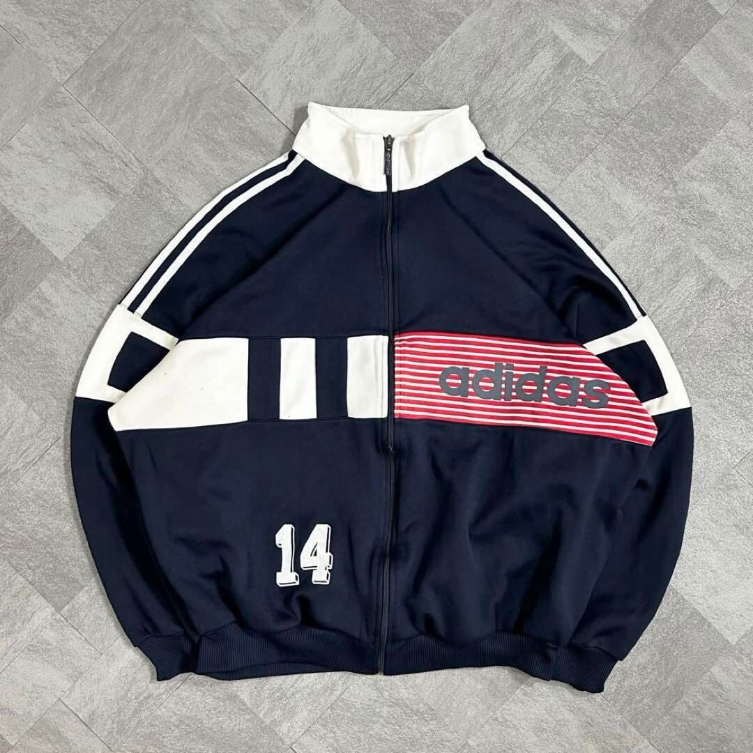 極上】アディダス トラックジャケット 80s 銀タグ ロゴ刺繍 神配色 美品