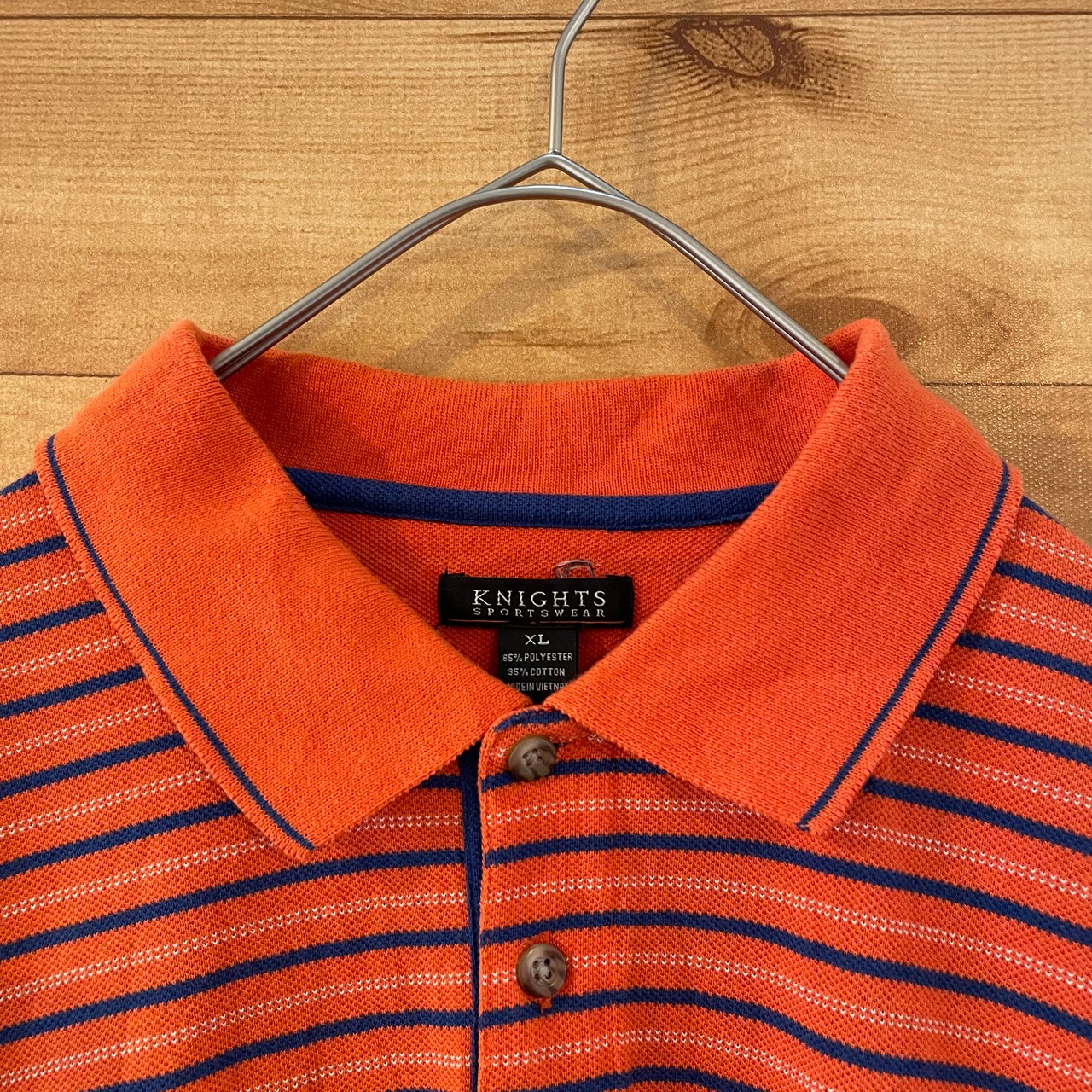 【KNIGHTS SPORTSWEAR】ビッグサイズ ポロシャツ XL ボーダー オレンジ US古着 アメリカ古着