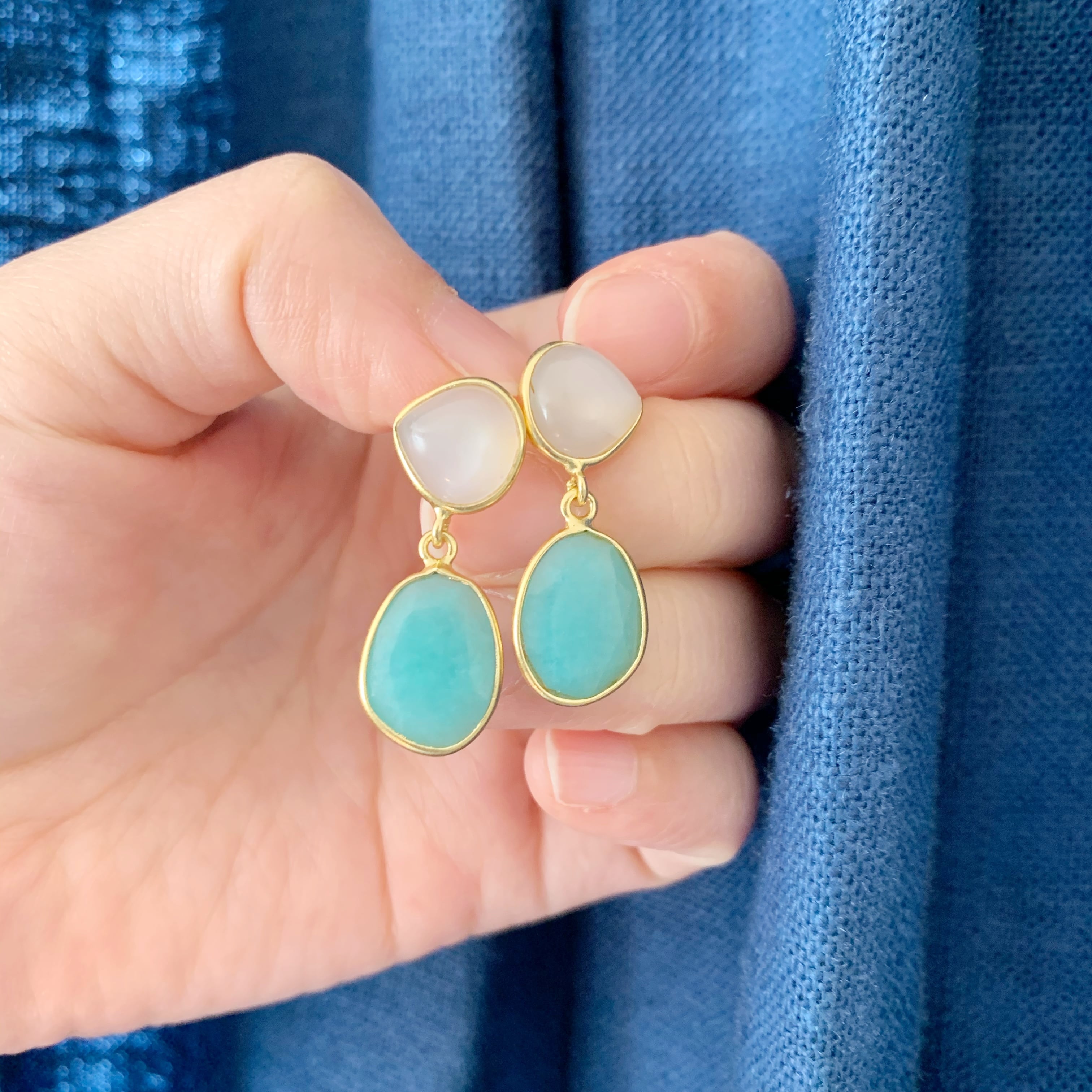 Gold Coating 2 ストーンピアス ムーンストーン＆アマゾナイト