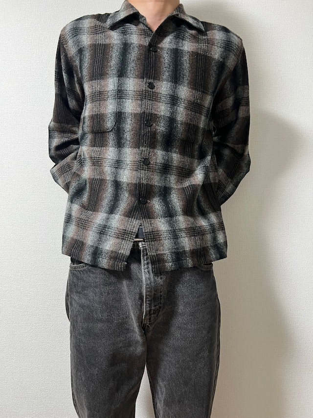 "Made In USA" 1950s McGregor Shadow Check Ombre Wool Shirts