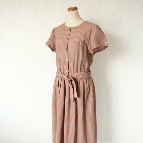 オレンジ×グレーワンピース