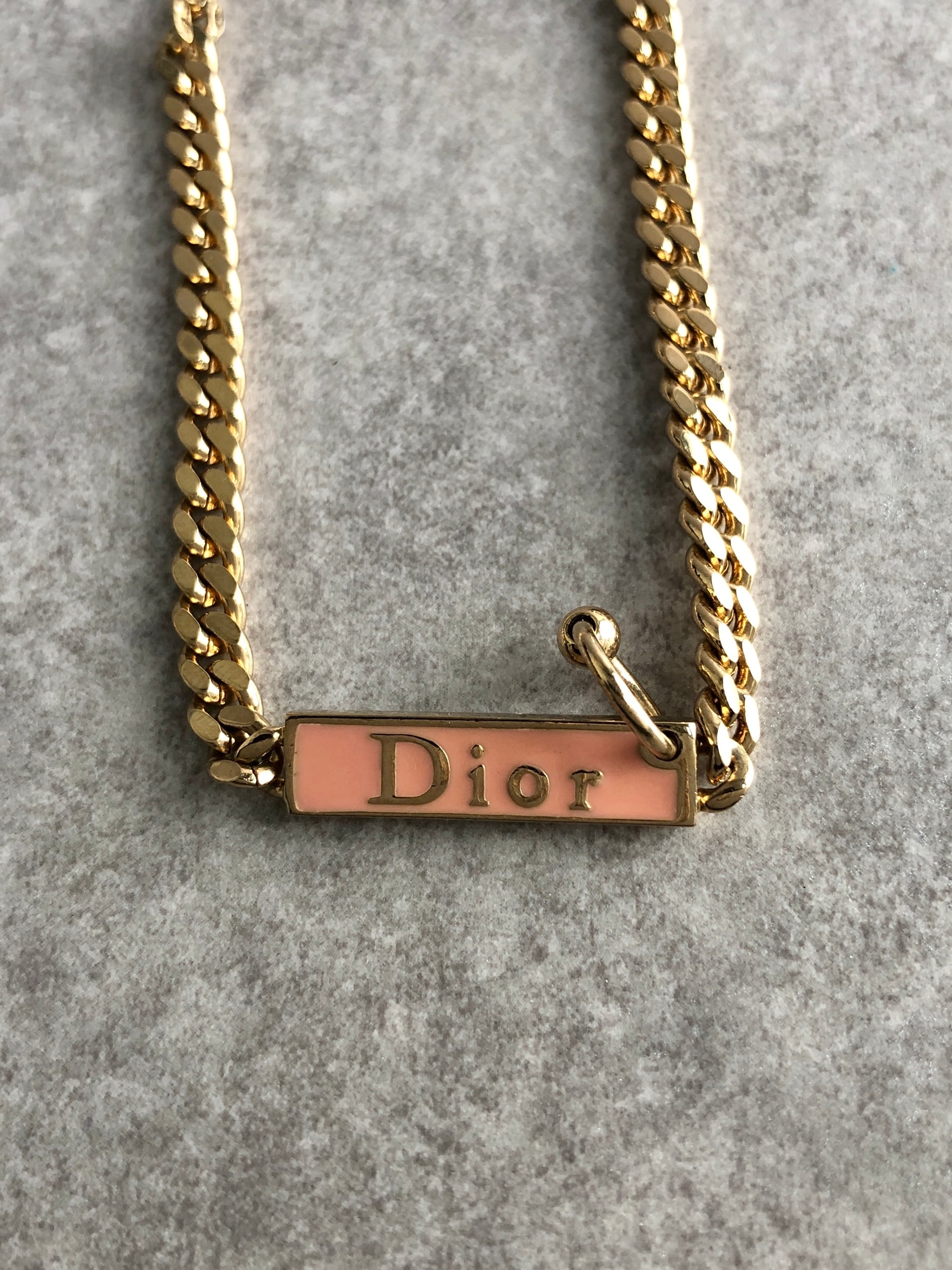 Christian Dior クリスチャン ディオール ブレスレット ゴールド ピンク ロゴ vintage ヴィンテージ オールド 7vjsm4
