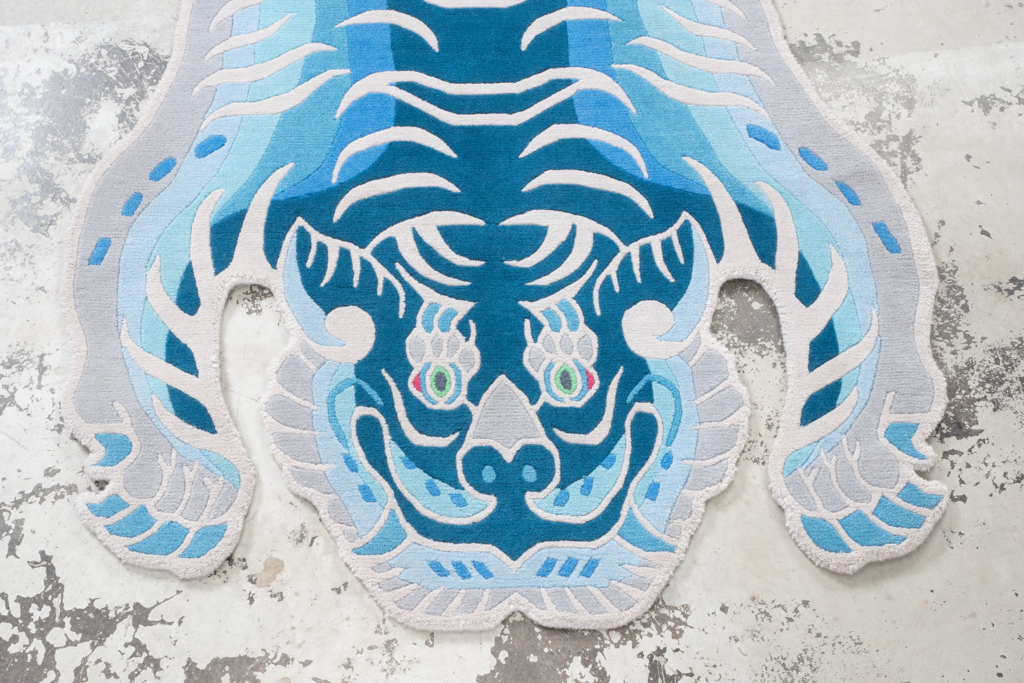 Tibetan Tiger Rug 《Mサイズ•ウール・オリジナル4・夏の藍染