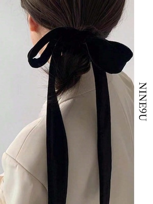 velvet ribbon hair-accessory 2color【NINE-S7265】