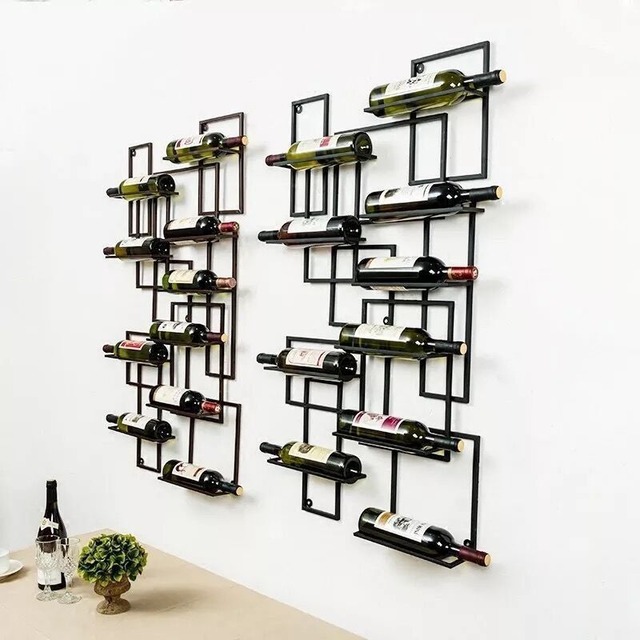 ワインラック 壁掛け アイアン 10本収納可能 ブラック ゴールド ブロンズ お洒落 モダン シンプル メタル SNS映え インスタ映え
