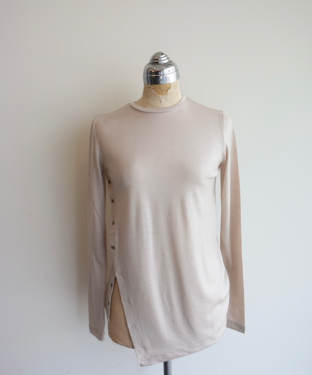 Little $uzie/ls34406T Wool Jersey Button-up Drape Top(BEIGE)