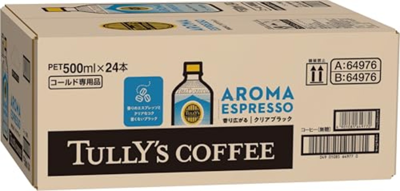 タリーズコーヒー アロマエスプレッソ やさしい苦み クリアブラック 無糖 500ml×24本 ペットボトル