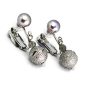 定番アイテム！ グレーパール メタルボール イヤリング sl3_6_3_0521pe05