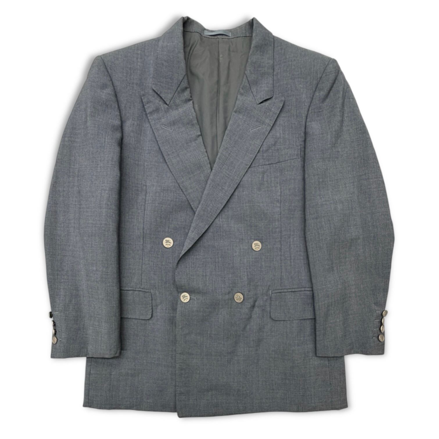 Burberry グレー レザージャケット バルーンスリーブ burberrys】90s jacket バーバリー ブレザー テーラードジャケット