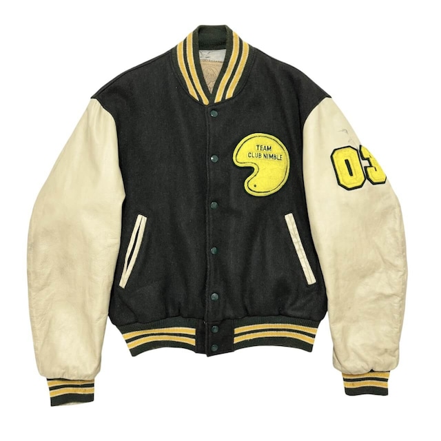 古着 ゴールデンベア スタジャン クリーニング済み GOLDEN BEAR 80s USA製 スタジアムジャンパー 袖レザー メンズL