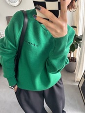 【鹿児島先行販売】刺繍ロゴスウェットライクKnit/グリーン