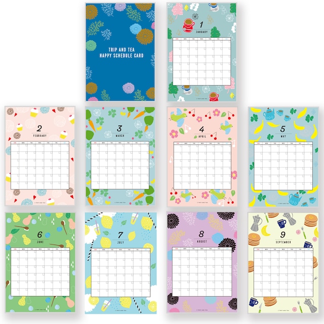 TRIP AND TEA 季節の壁掛けA4カレンダー