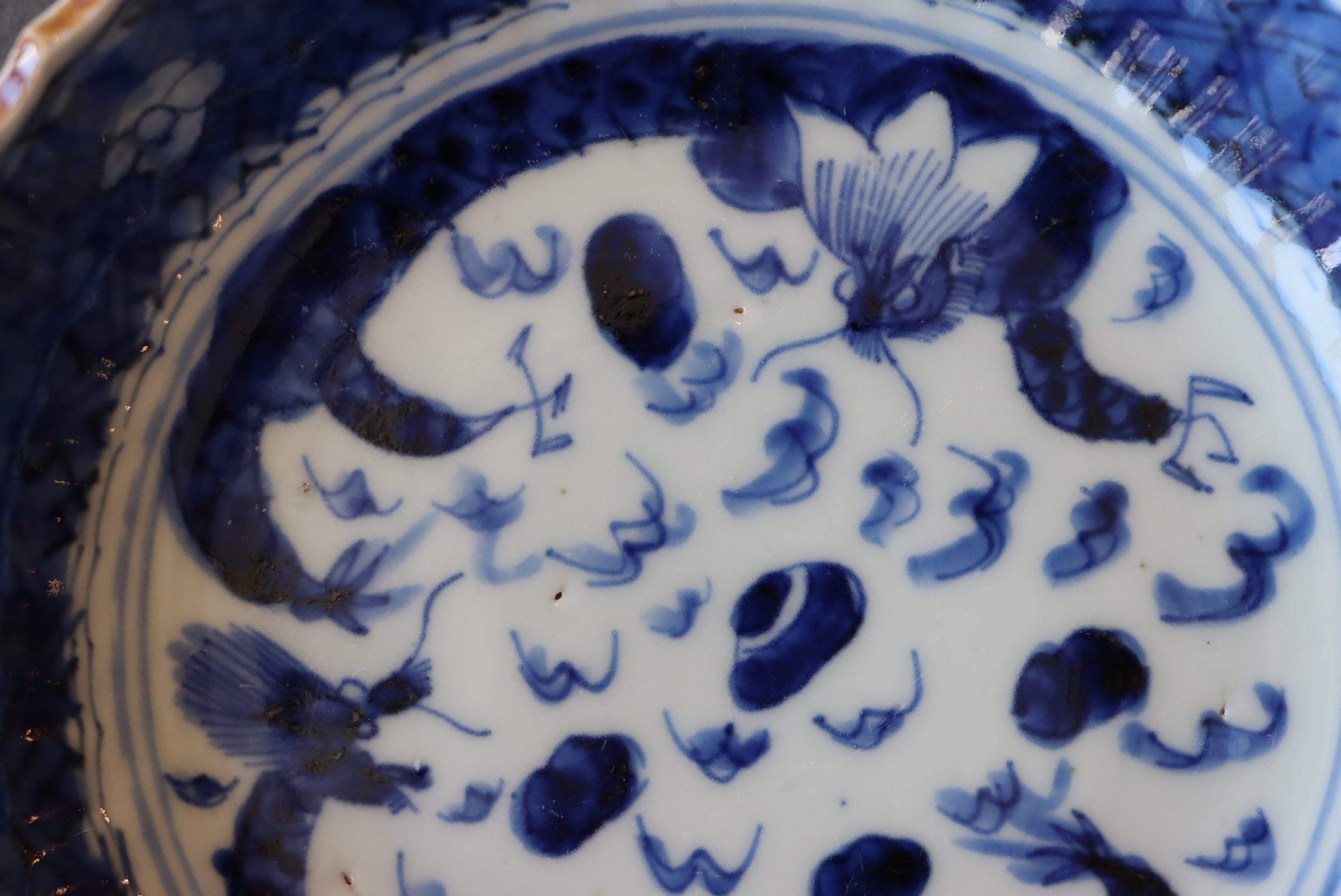 古伊万里 染付 龍宝珠文 綾花 膾皿/Old Imari 