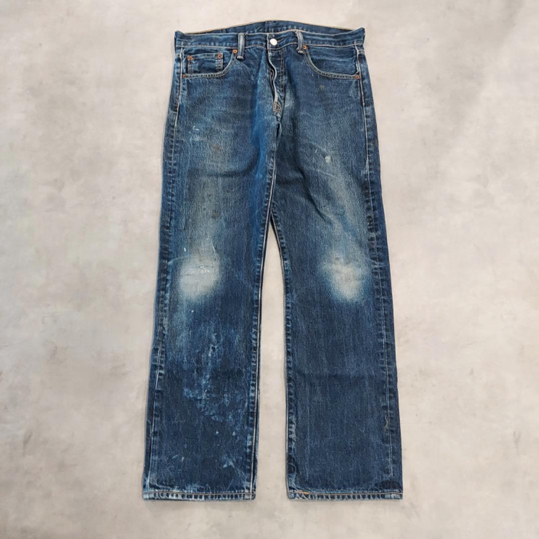 リーバイス501 Levis W34 ブルーデニム 青 ヒゲ 古着 16016