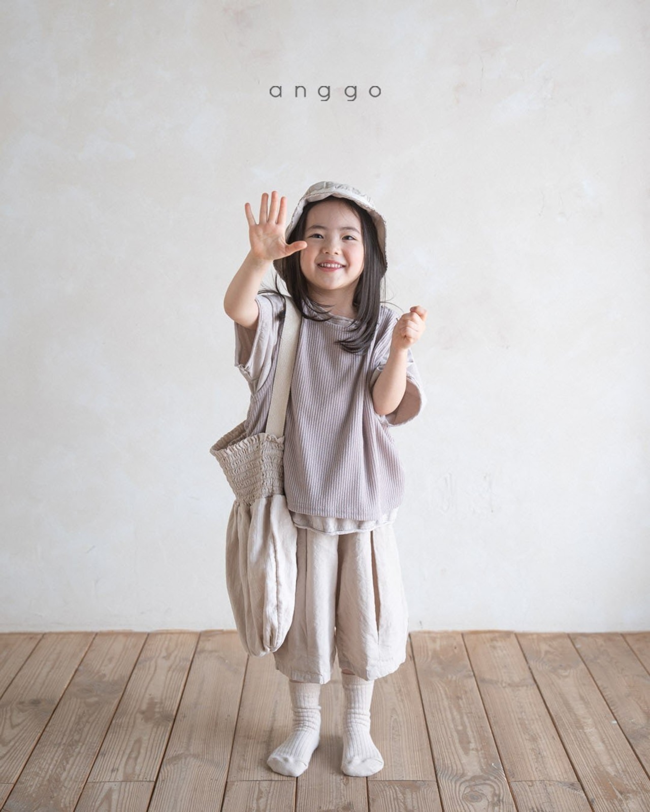 【anggo】タックミディアムパンツ ベージュ 80〜120cm  240712 - 20