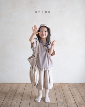 【anggo】タックミディアムパンツ ベージュ 80〜120cm  240712