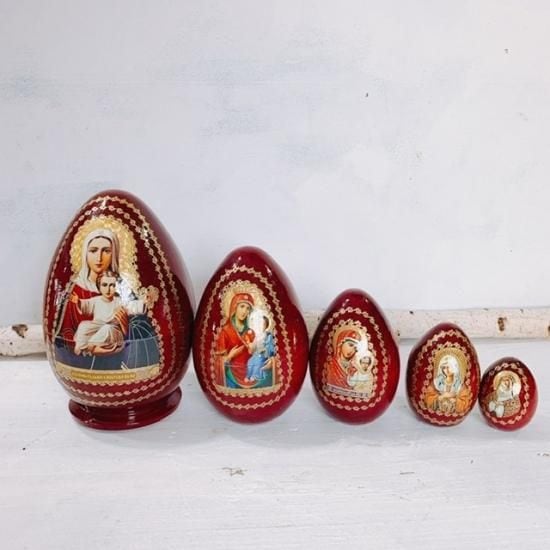 3ピース ロシア正教・イコンのマトリョーシカ Kazan Mother of God(2