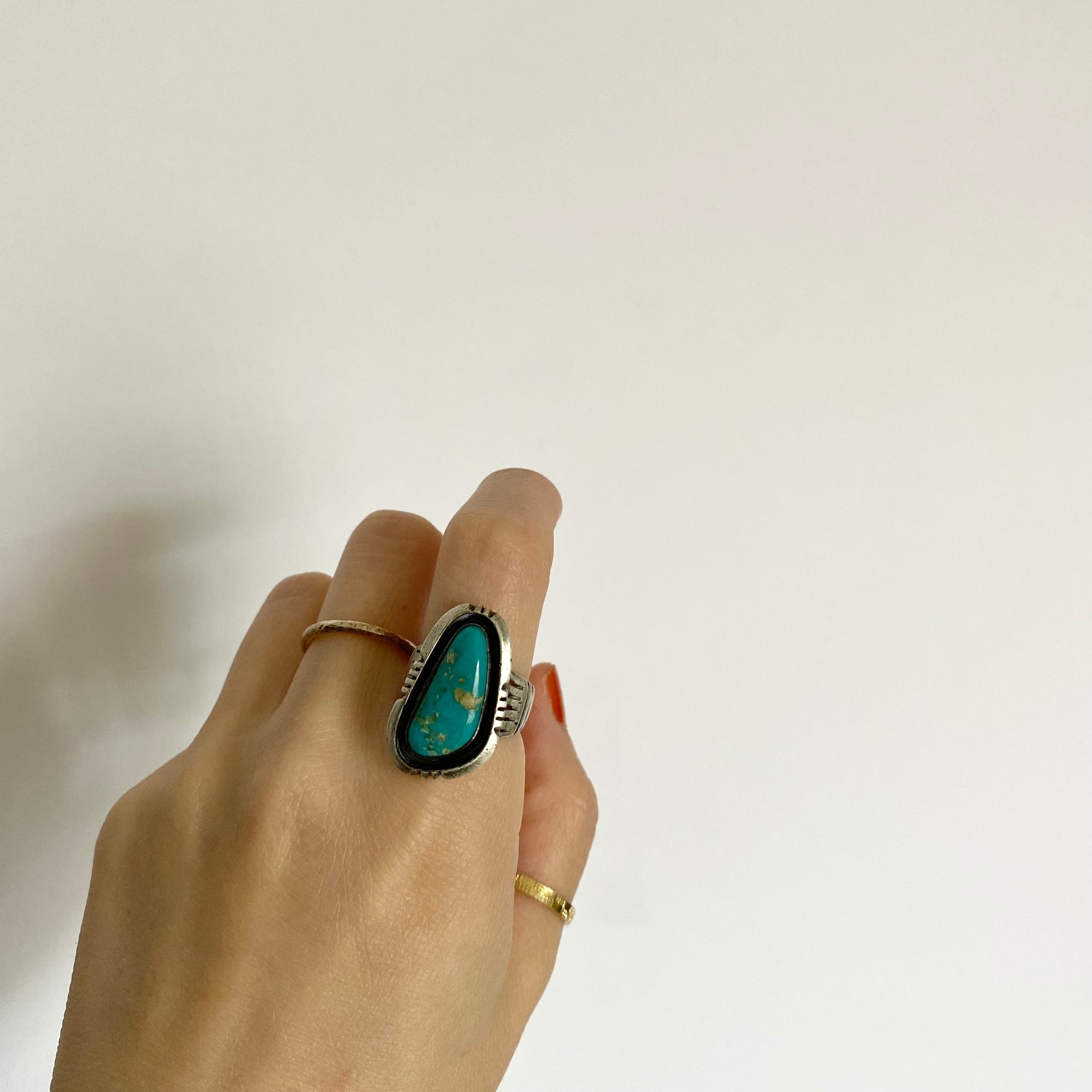 Vintage USA P.sanchez sterling turquoise ring ヴィンテージ