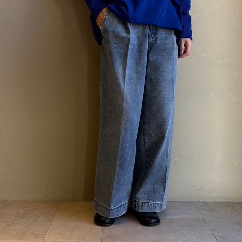 【 PASSIONE 】裏起毛タックワイドデニム