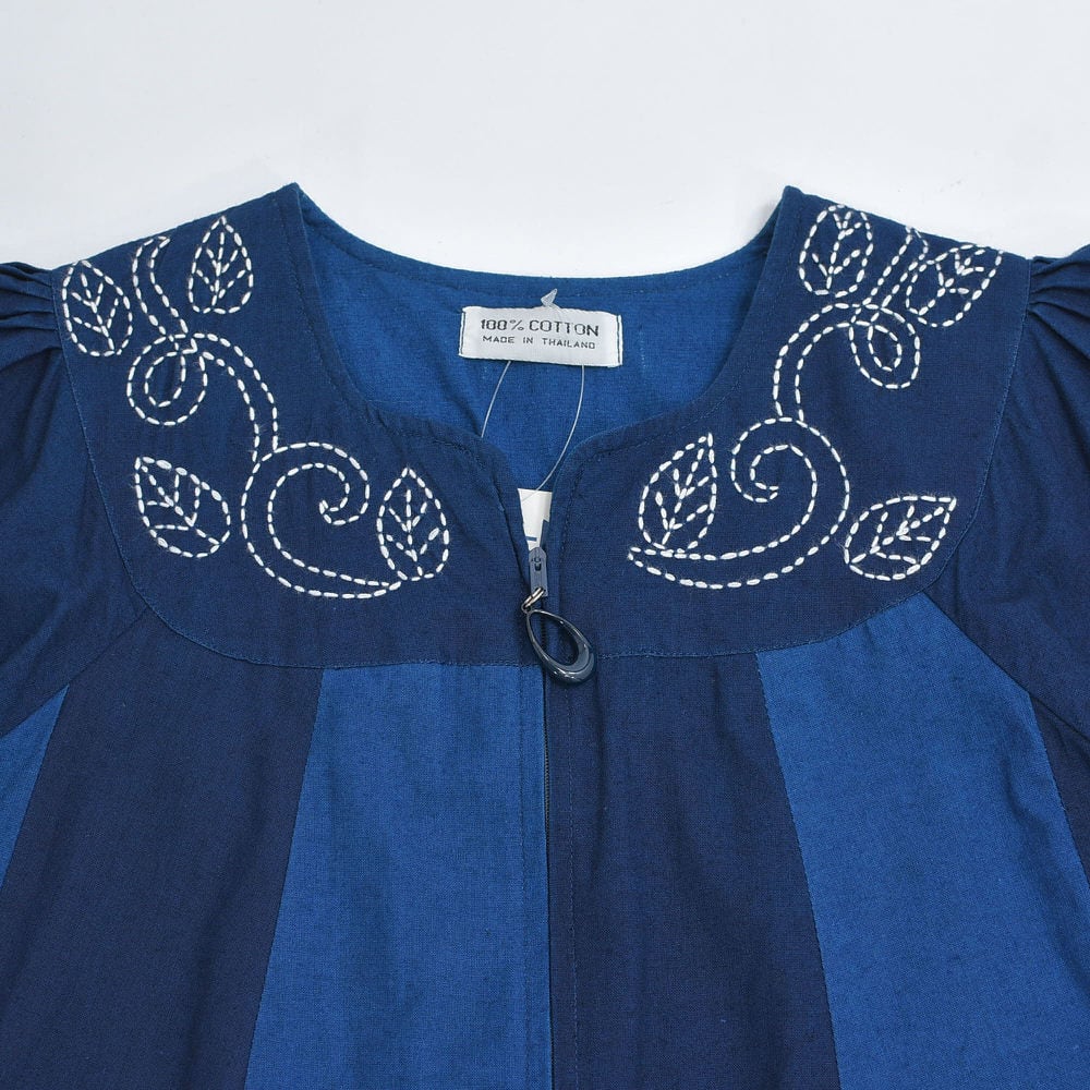 90s Indigo ＆ Sashiko 本藍染め 刺し子 アップリケ パッチワーク 切替