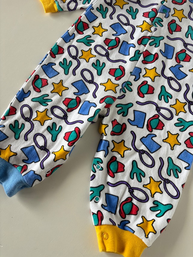 【12m相当・vintage】カウボーイ柄ロンパース