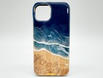 Ocean flower/wood×resin blue wave case(bamboo)