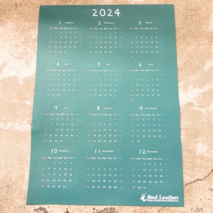 【2024年】レザーカレンダー[4月始まり]　[Brooklyn / ブルックリン] 牛革（植物タンニン鞣し） 【全8色】[あんぷりレザー]