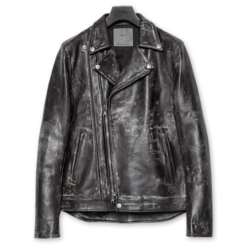 【予約商品】【STRUM ストラム RIDERS JACKET ライダースジャケット】RAVEN/ハイブリッドタンニン鞣しカーフスキン 燃焼製品染め+WAXアイロン仕上げ/ダブルライダース【送料無料】【2027年3月~4月頃お届け予定】