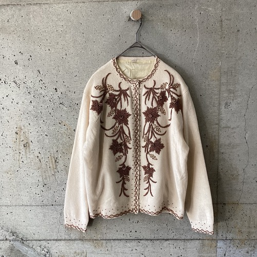 Beaded embroidered knit cardigan