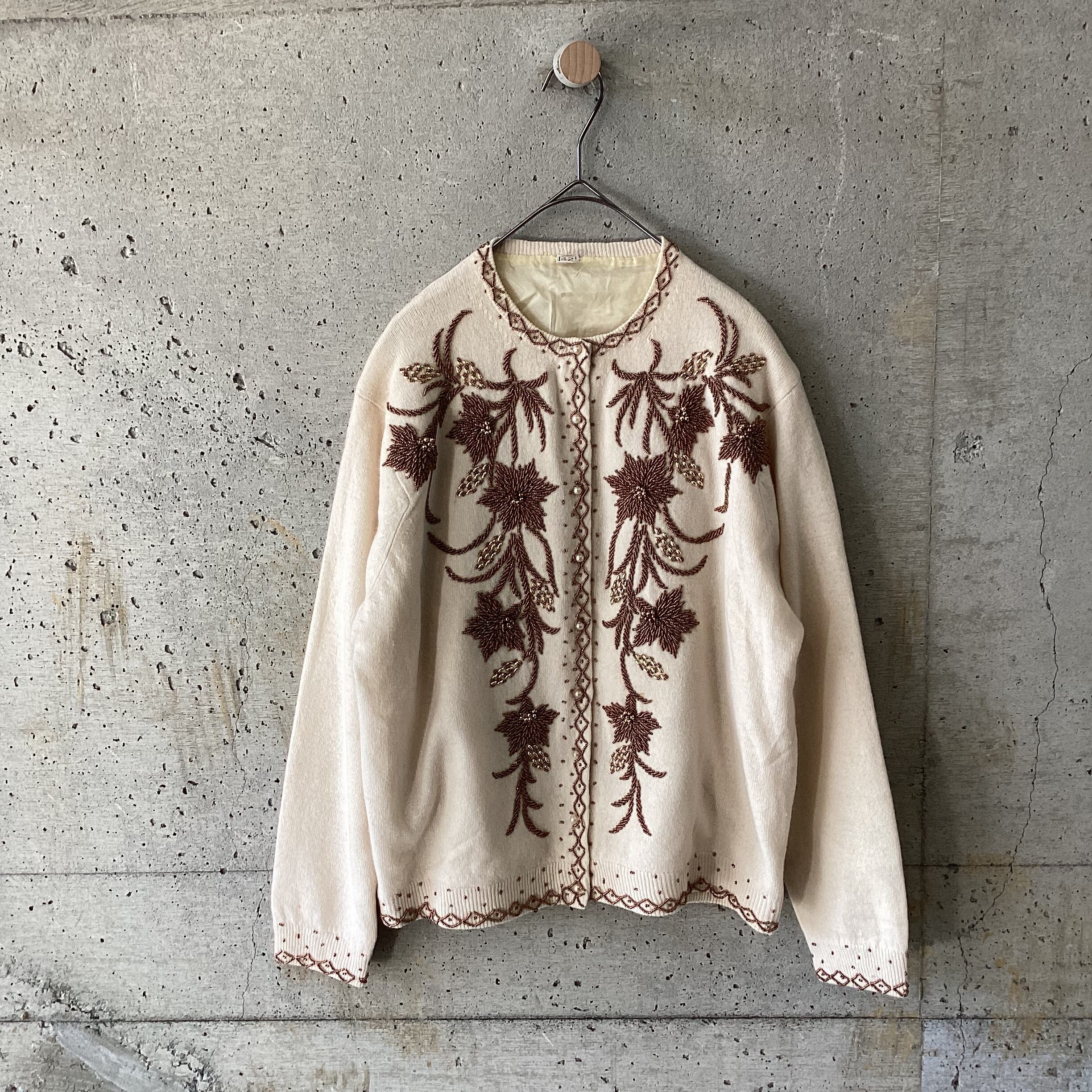 Beaded embroidered knit cardigan