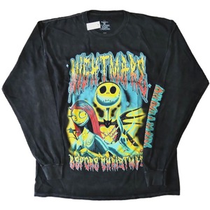 海外公式　ナイトメアビフォアクリスマス　ウォッシュ加工長袖Ｔシャツ　Lサイズ *