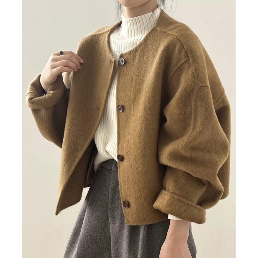 no collar over silhouette short coat m0507