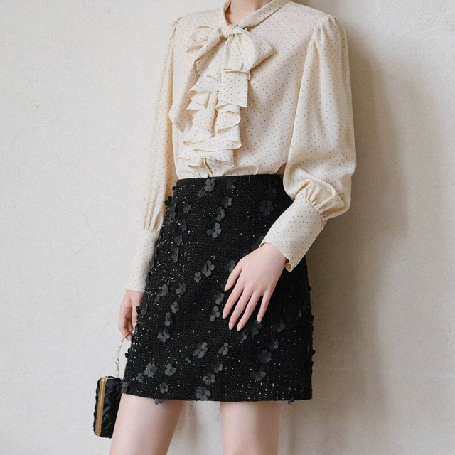 Flower tweed mini skirt　M1734