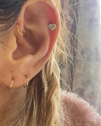 bone HEART straight stone earring silver925 アクアマリン 18G 