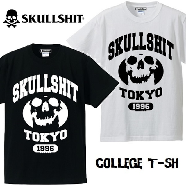 【30%OFF SALE】SKULLSHIT / スカルシット「College T-sh」Ｔシャツ 半袖 ドクロ メンズ レディース ロックＴ 黒 ブラック 白 ホワイト パンク バンド ROCK PUNK フェス ギフト 骸骨祭り ラッピング無料 ステージ衣装 Rogia