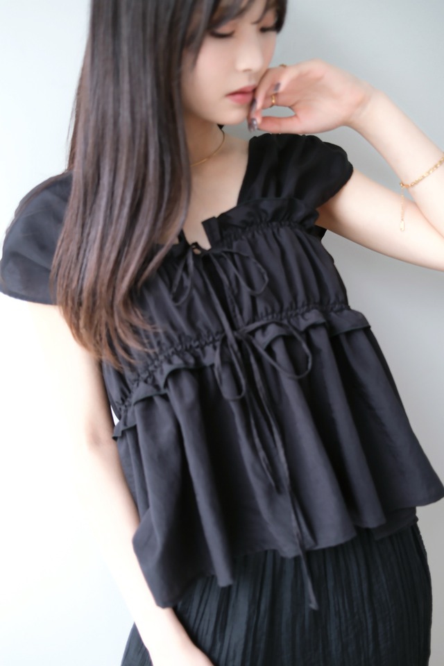 ２WAY Shirring Gather Top Bustier 2wayシャーリングギャザートップスビスチェ　Black