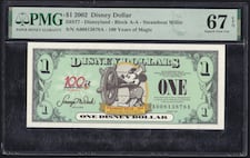 ピン札 ウォルトディズニー100周年記念ドル 1、5、10ドルアナハイムDL