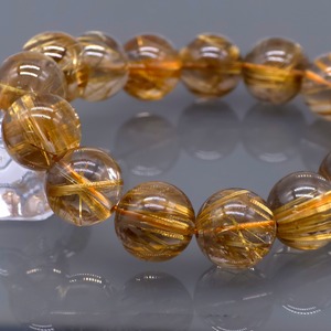 [オーナー秘蔵コレクション][超透明]スモーキータイチンルチルクォーツブレスレッド 15mm 手首18cm